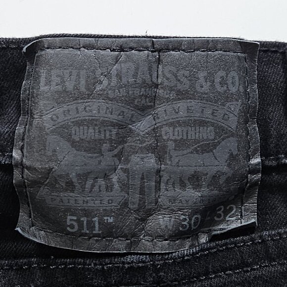 Levi's Jeans Men 30x32/31 Black 511 Slim Fit Tapered Stretch Pockets Zip Western - Picture 3 of 16